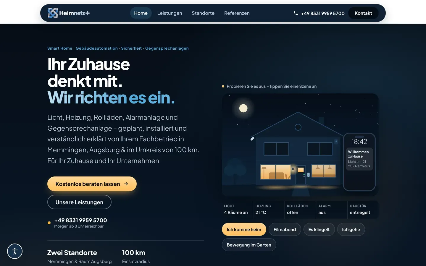 Referenz-Website Heimnetz+ – von DariaTech erstellt
