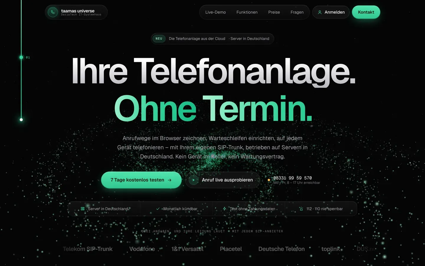 Referenz-Website Taamas Universe – von DariaTech erstellt